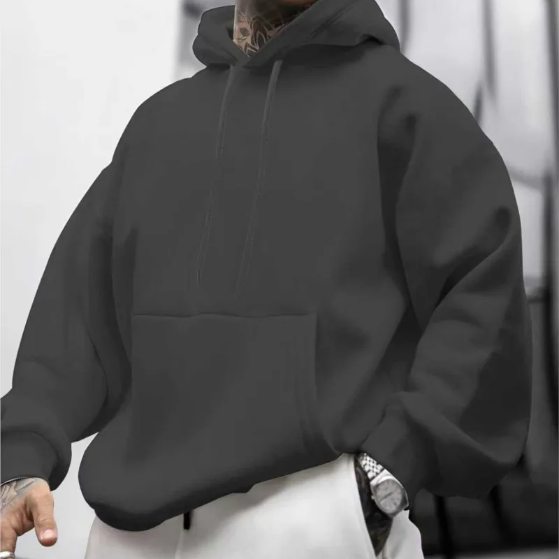Automne hiver nouveau sweat à capuche pour hommes décontracté ample couleur unie coupe décontractée pull sweat toutes saisons sweats à capuche pour homme