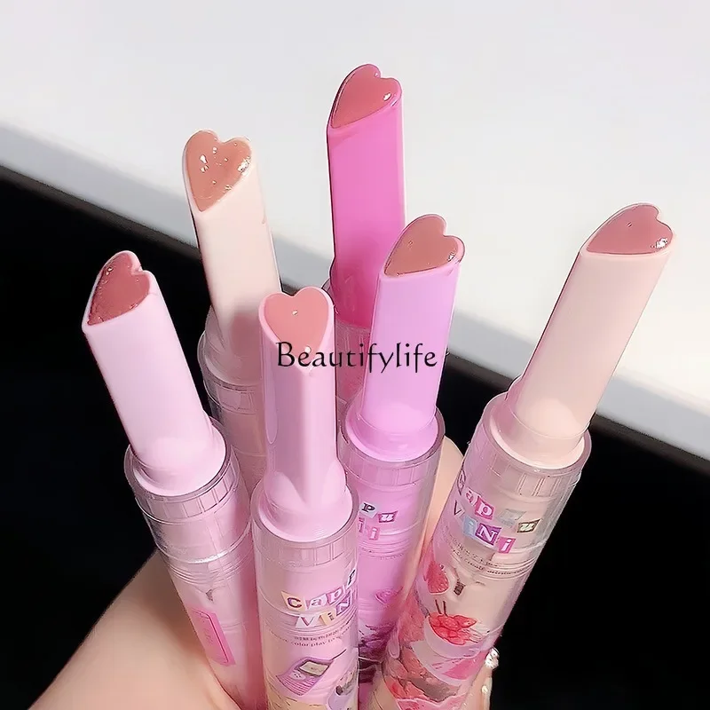 

Carbuweini Watermelon Color Press Solid Lip Gloss Full Lips Spring and Summer Light Pink