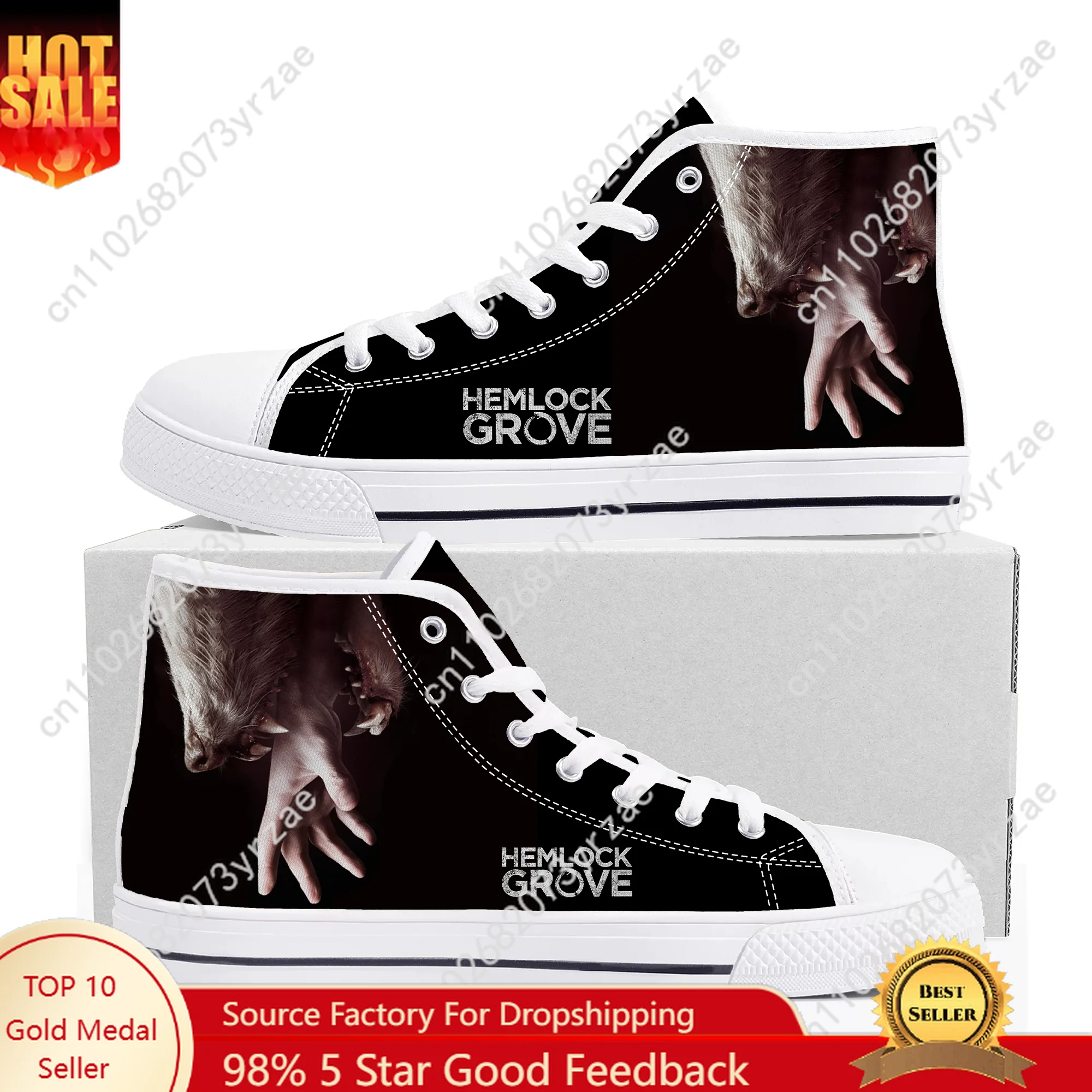 

Hemlock Grove High Top High Quality Sneaker Mens Womens Canvas Sneaker Fashion Patterns Casual Comfortable Shoe Custom Shoes
