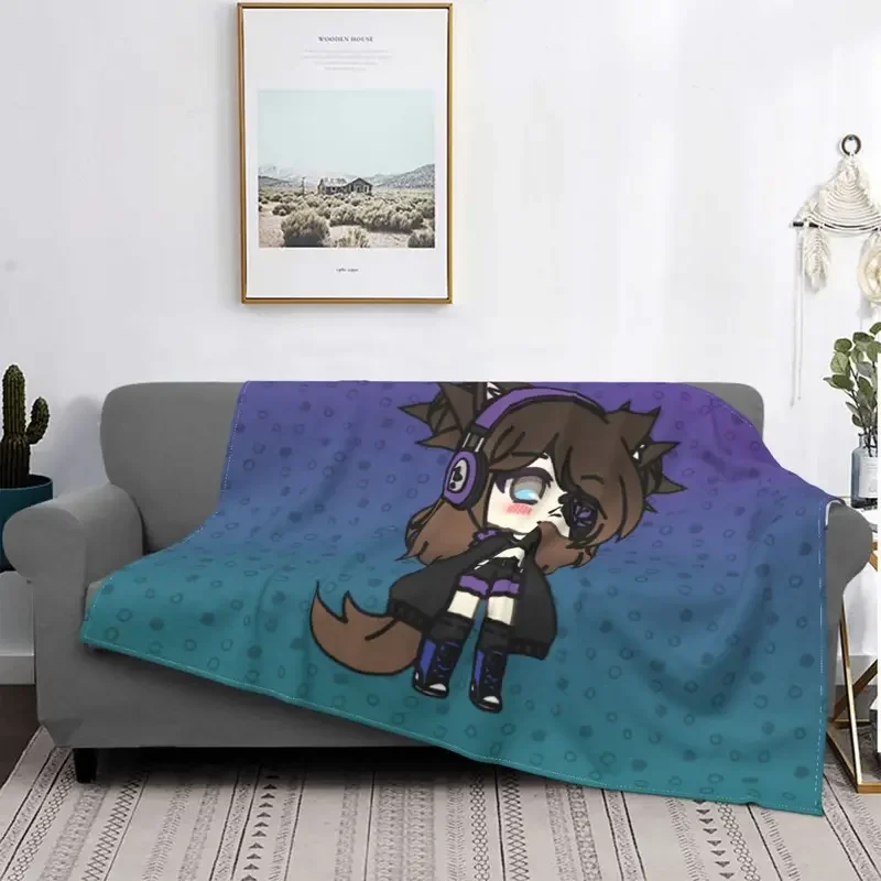 Gacha Life Series Anime Knitted Blankets Karin strange goth girl Flannel Throw Blanket Home Couch Printed Lightweight Bedspread