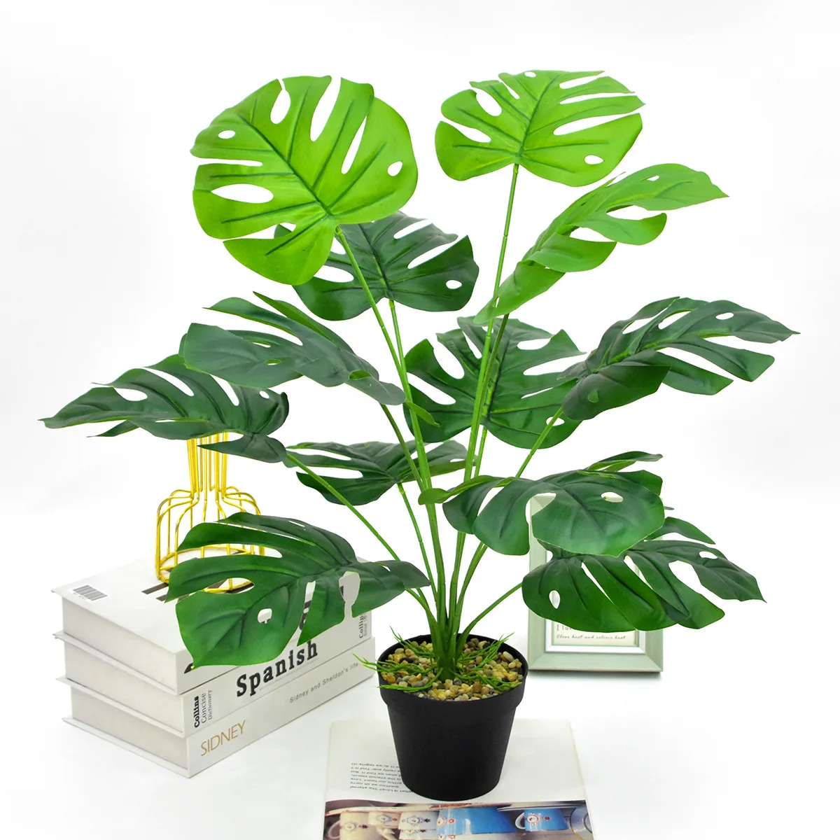 Artificial Monstera with Roots 72cm/28'' Fake Plant Leaf Bouquet Banana Plants Tropical Bushes