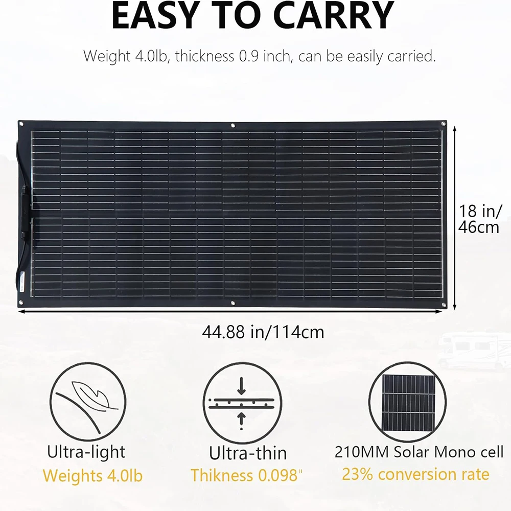 Flexible Solar Panel kit 500W 400W 200W 100W Photovoltaic panels PV Connector Cables for Yacht Boat RV Cabin Home balcony Car