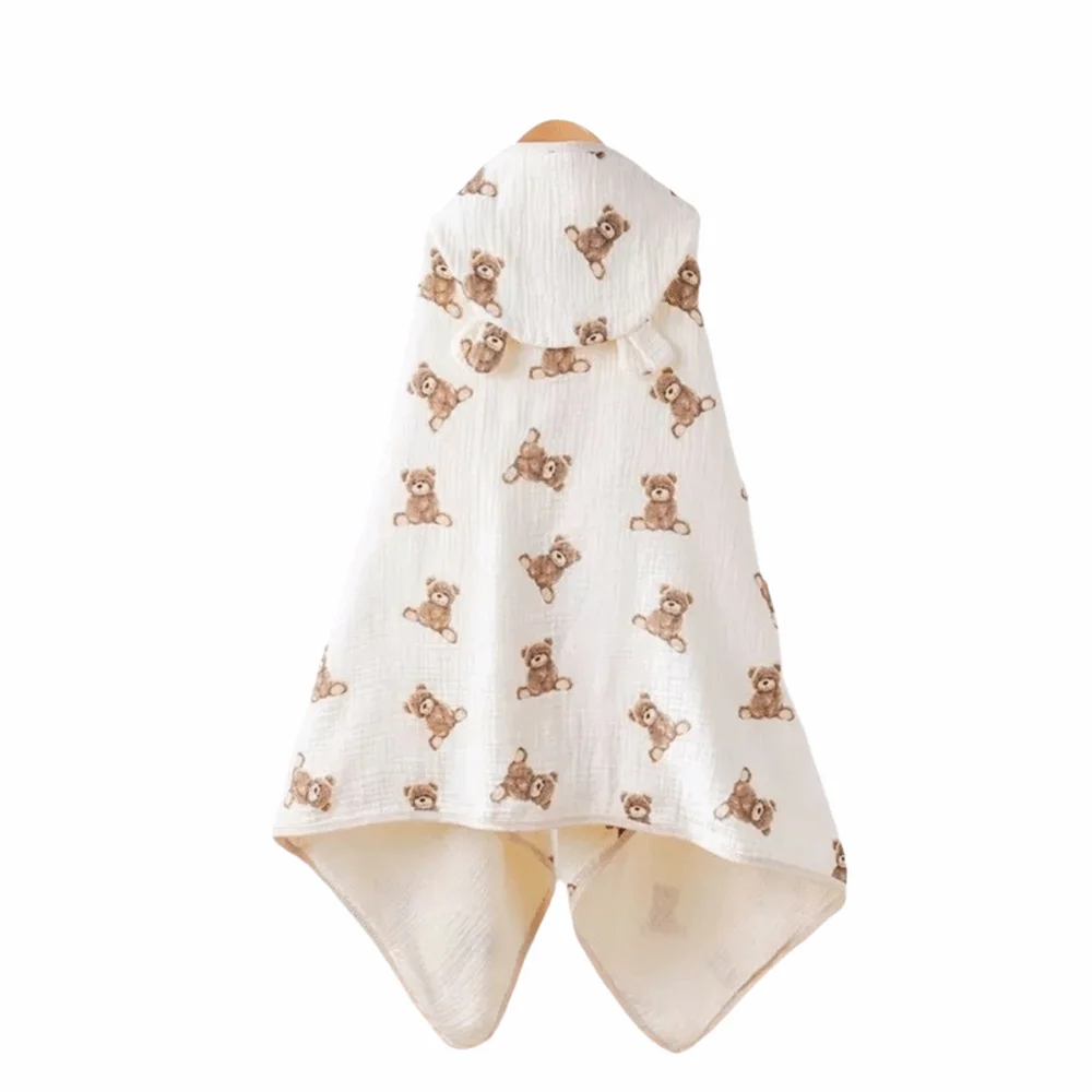 

Cartoon Printed Baby Gauze Bath Towel Soft Four Layer Cartoon Cloak Towel Absorbent Comfortable Infant Bathrobe Shower Cloak