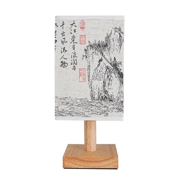 LED Decoration Table Lamps Simple Chinese Style Dimmable Plug Night Light Fabric Lampshad