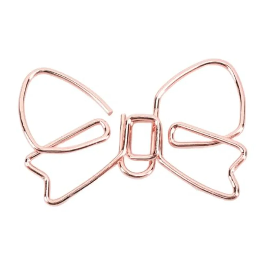 

100 Pcs Cute Paper Clips, Gold Bow Shaped Paper Clamps Metal Journaling Bookmark Clips Paperclips for School Office Supplies Do