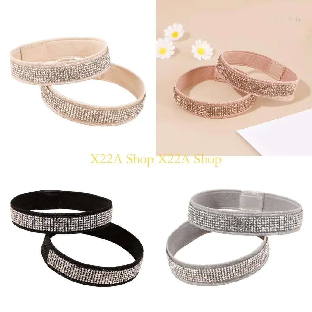 Unique Elastic Shoe Laces Rhinestones Elastic Band High Heel Retainers Elastic Straps for Women Wedding Parties and Daily Wear