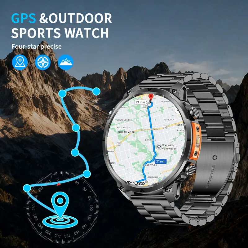 LIGE New Professional GPS Sport Smartwatch 720mAh Outdoor RIDE Run Tracker Watch Compass Altimeter IP68 Flashlight Bracelets Men