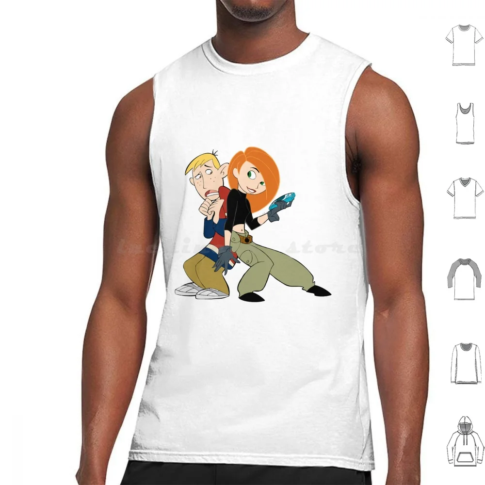 Ron y Kim Chibi personajes diseño posable camisetas sin mangas estampado algodón Anime película infancia comedia acción aventura