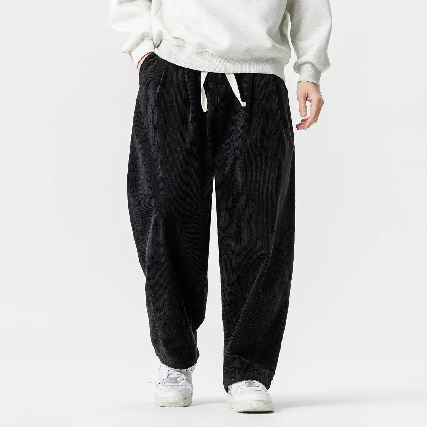 

Pants Mens Autumn Winter Warm Retro Comfortable Corduroy Pants Japanese Styles Harun Casual Solid Color Men Thick Wide Leg Pants