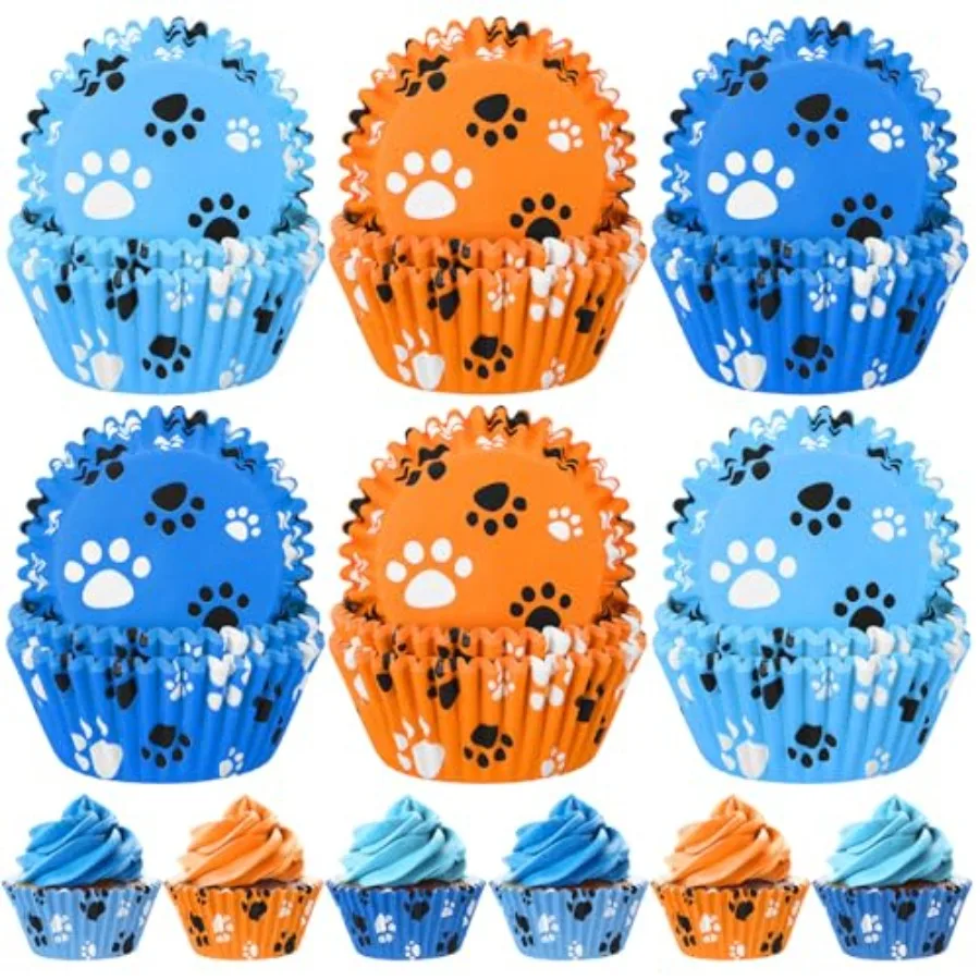 

200 шт. вкладыши для кексов Paw Bone, обертки для собак, держатель для чашек с рисунком лапы, обертки для кексов на тему щенка собаки для Baby Sr Birthda
