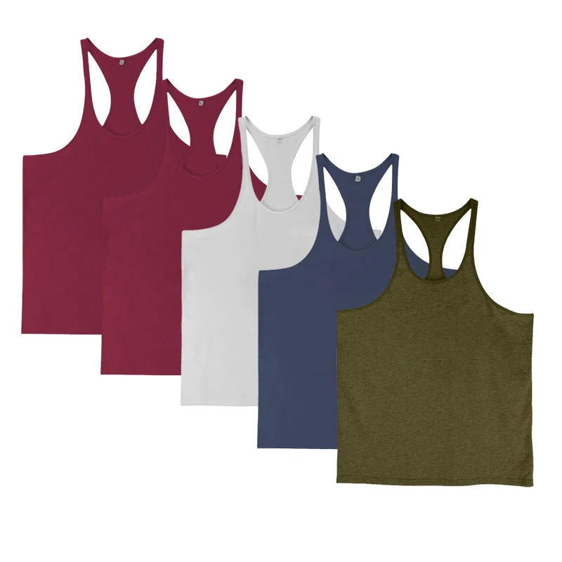 5pcs 100% Cotton Men\'s Tank Tops GYM O-neck Clothing Sports Vest For Boys Bodybuilding  Sleeveless shirt Workout Running male