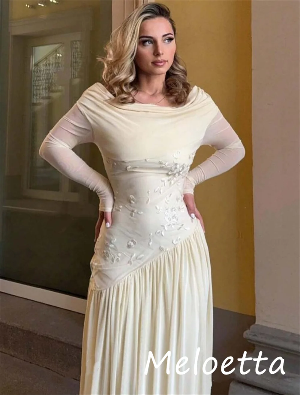 Customized Classic Exquisite Chiffon Sequined Pleat A-lineOff-the-shoulder Long Dresses Bespoke Occasion Retro