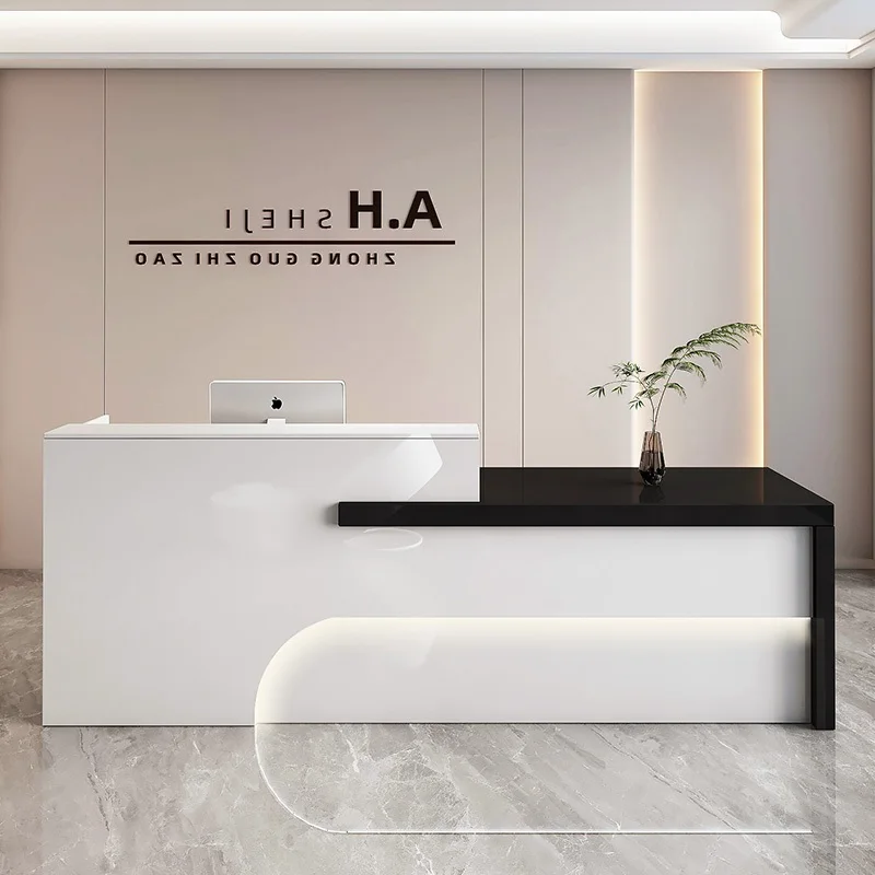 

Modern Minimalist Beauty Salon Reception Desk Drawers Elegant Reception Desks Bureau De Réception Moderne Office Furniture