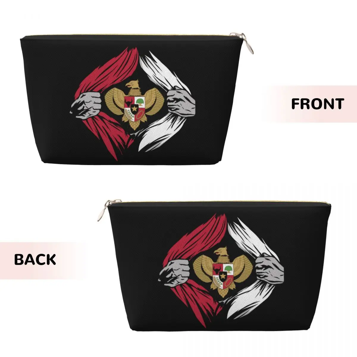 Custom Travel Indonesia Flag Toiletry Bag Fashion Indonesian National Emblem Coat of Arms Makeup Cosmetic Beauty Storage