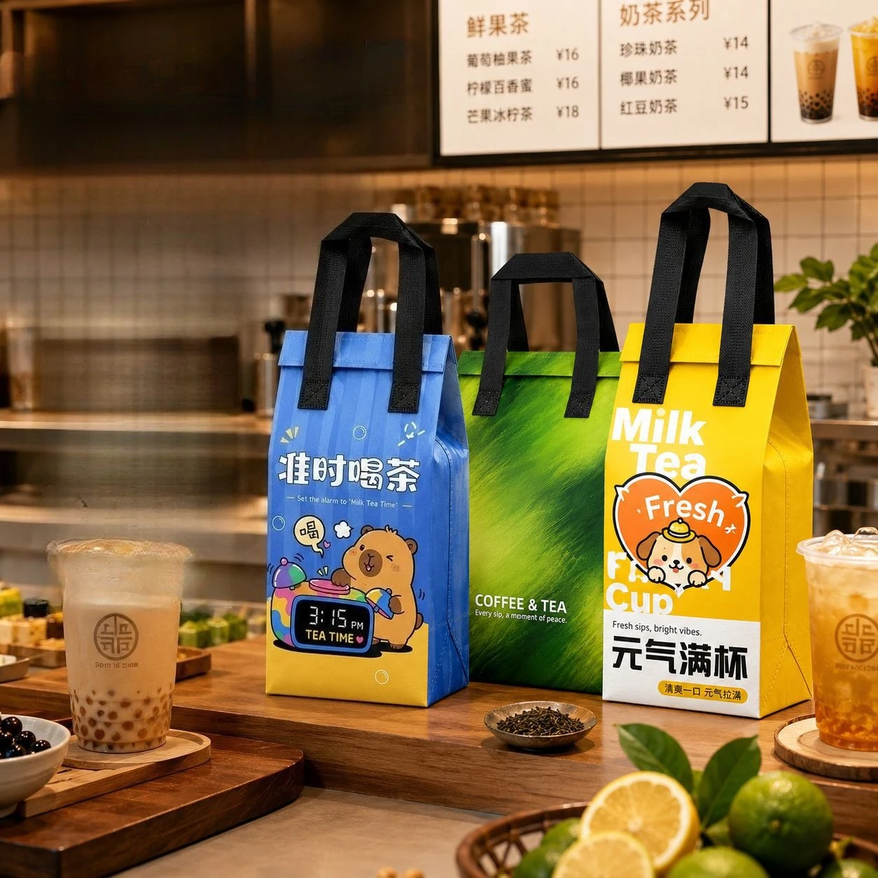 30/50pcs Non-woven Insulation Bag Takeaway Milk Tea Coffee Catering Bento Boxed Large Capacity Disposable Packaging Bags