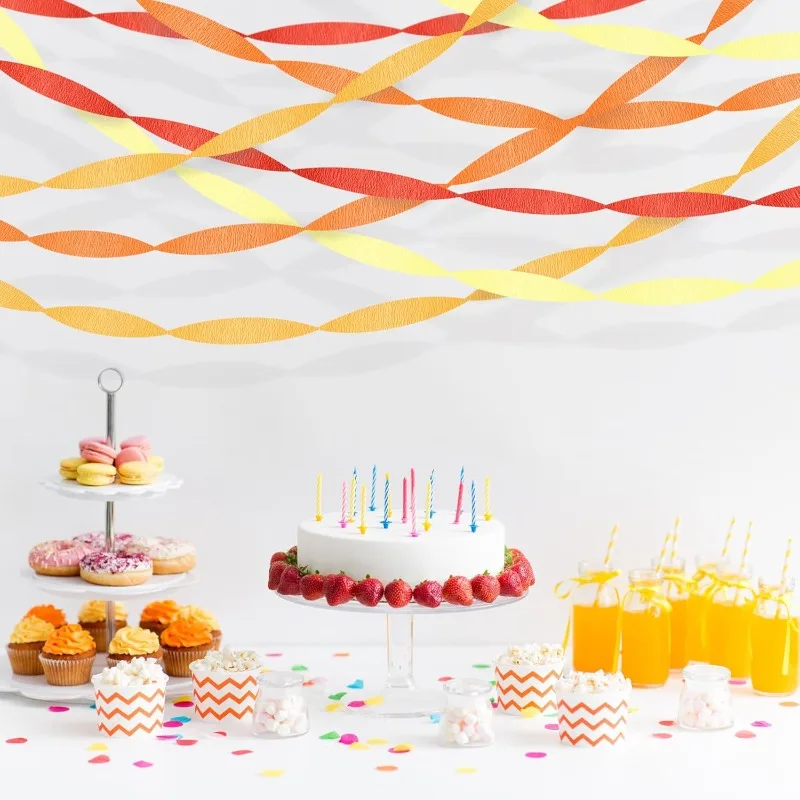 Umweltfreundliche Orange Luftschlangen Party-Dekoration 4 Rollen Orange Krepp-Papier Luftschlangen für Geburtstagsfeier Luftschlangen für Hintergrunddekoration – Detail 6