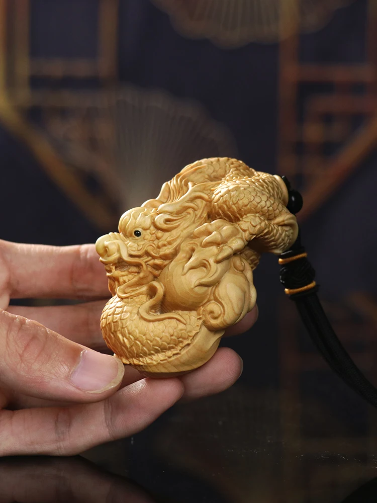 Feng Shui-Inspired Dragon Zodiac Masterpiece, Exquisite Solid Wood Craft Embossing, Yin Yang Harmony, Authentic Decorative