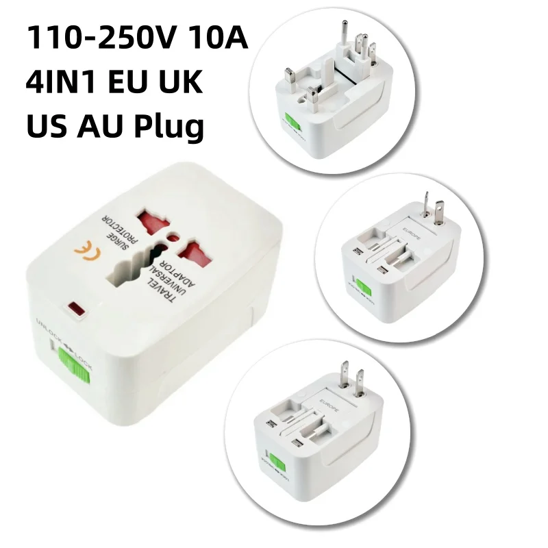 Universal 110-250v 10A Electric AC Power Charger Socket International World Travel Adapter EU UK US AU Plugs Adaptor Converter