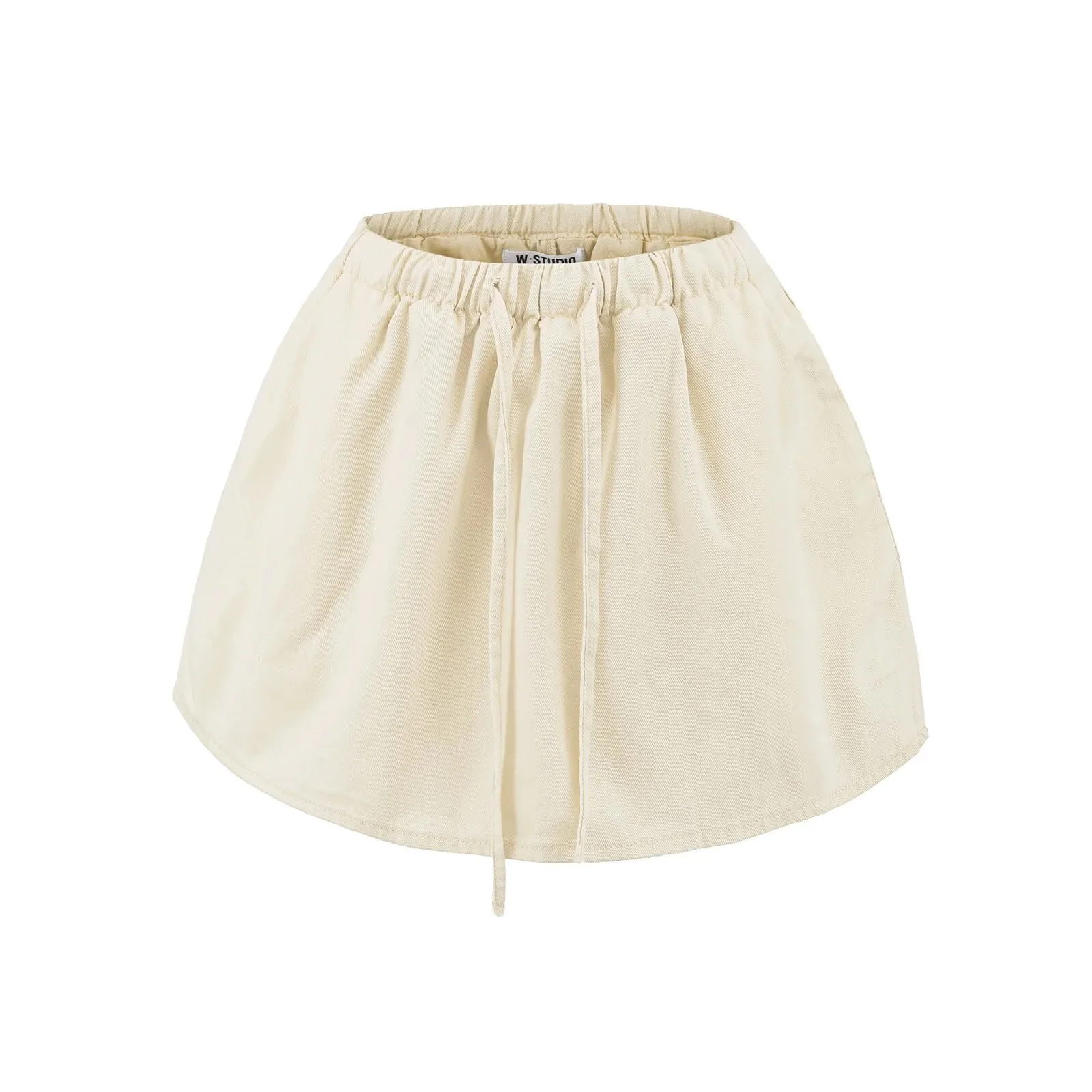 

Free Style College Low Waist Drawstring Skirt Short Skirt Summer Puffy Anti-Exposure A-Line Denim Skirt Casual Short Skirt WGWY