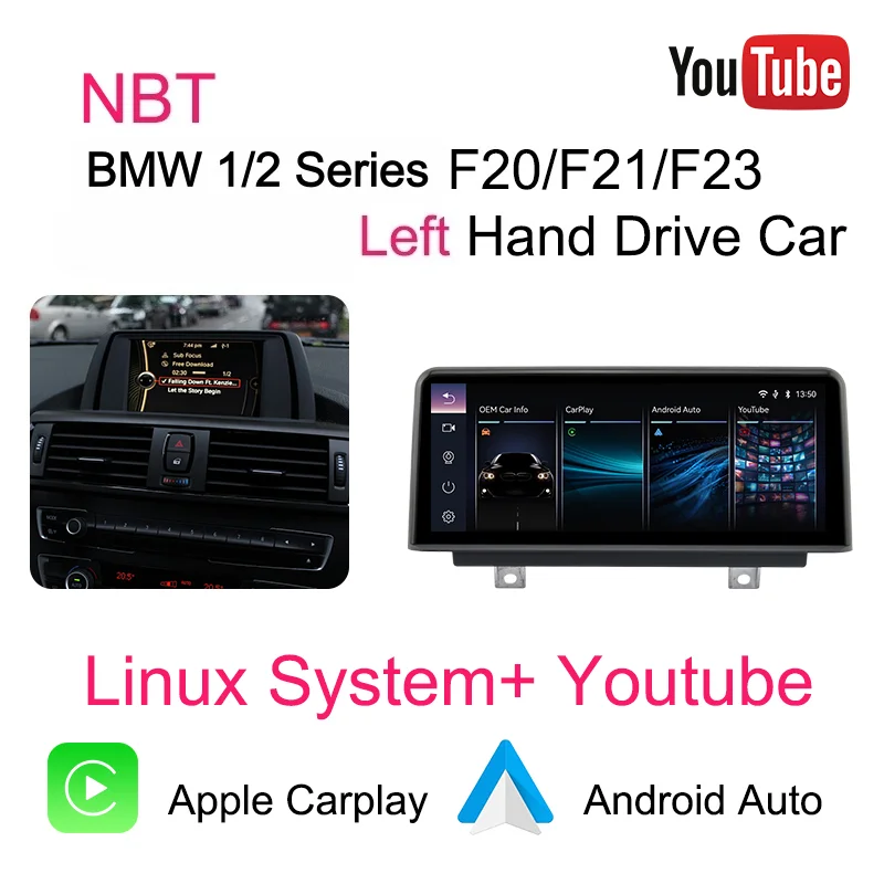 Bonroad 10.25" draadloze Carplay Android Auto autoradio voor BMW 1 2 3 4 Serie F20 F21 F23 F30 F31 F32 F33 F34 F35 F36 2013-2017