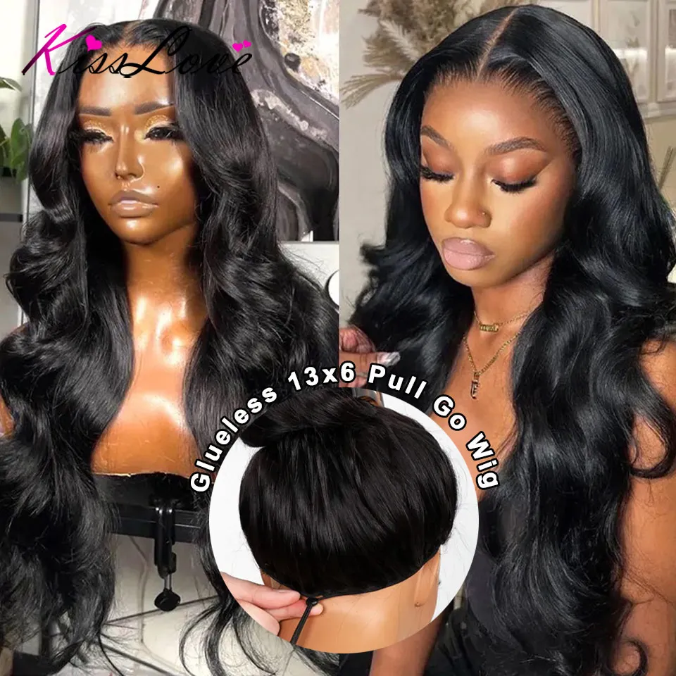Body Wave Invisi Strap 360 Full Lace Pruik Menselijk haar 5x5 Lijmloze Pull Go Pruiken met elastisch trekkoord 13x6 HD Kant Frontale Pruik