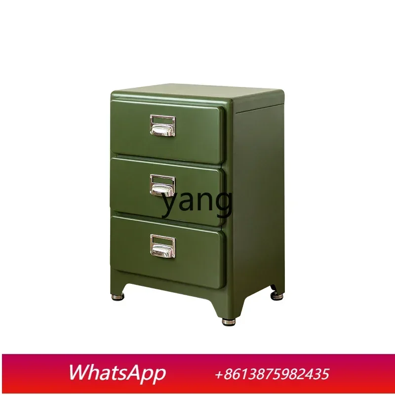 LMM retro three-bucket cabinet, bedroom bedside table, sofa side metal drawer storage cabinet