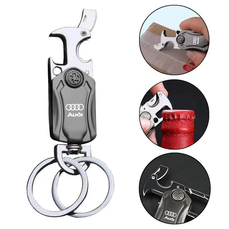 Multifunctional Keychain Foldable Mini Fingertip Spinner With Bottle Open For Audi RS5 RS6 Airoad Q7 Q3 Q5 R8 TT S5 S6 RS Sline