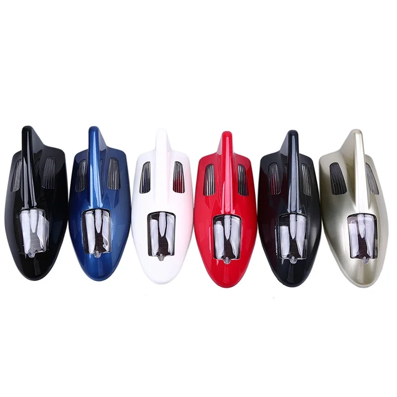 Car shark fin antenna solar roof with anti rear end warning light antenna Accessories - suitable for all cars