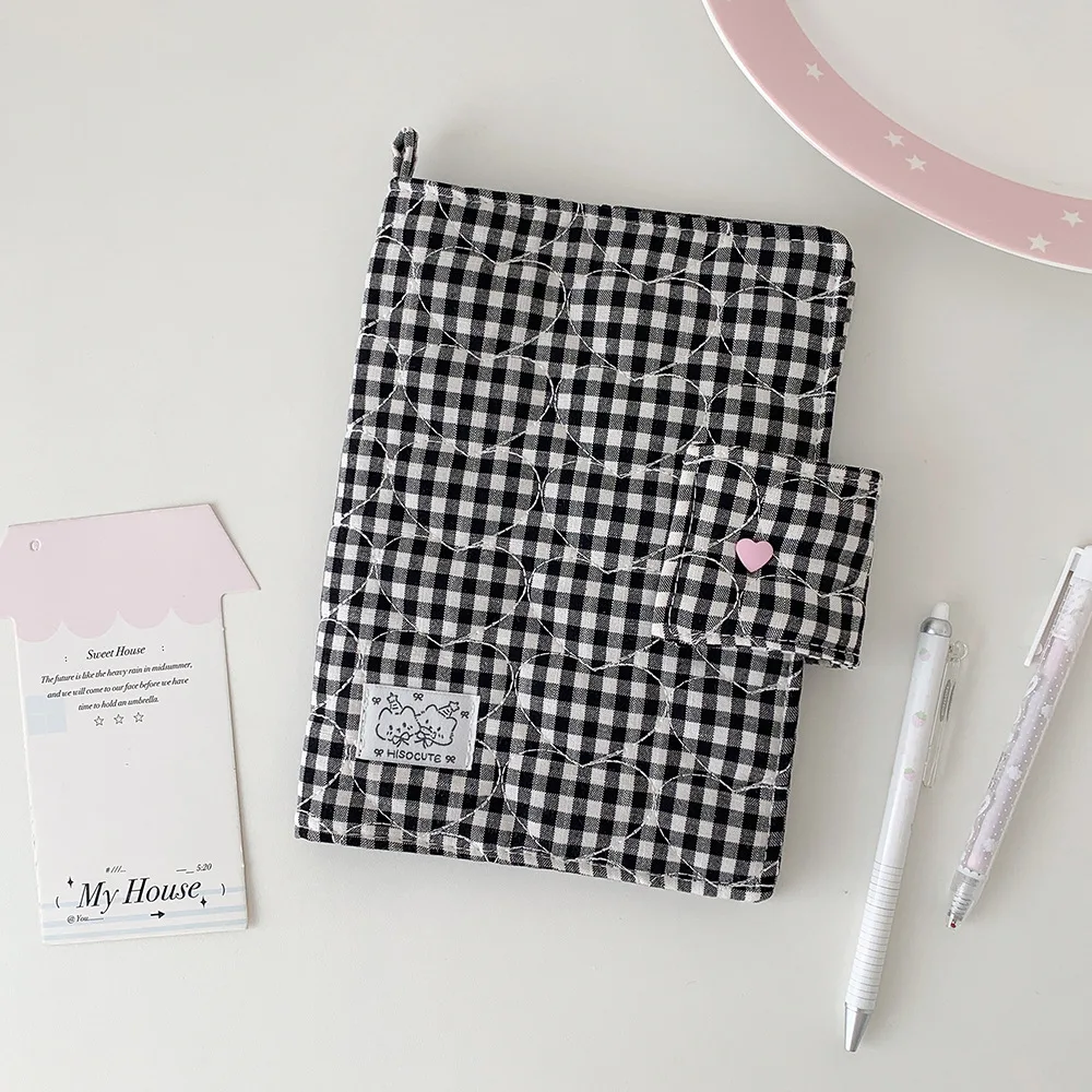 Koreanische Mode Gitter-Liebes-Motiv Abnehmbare Buchhülle Schreibwaren-Aufbewahrung Schutzhülle A5 Pack Buchhülle – Detail 2