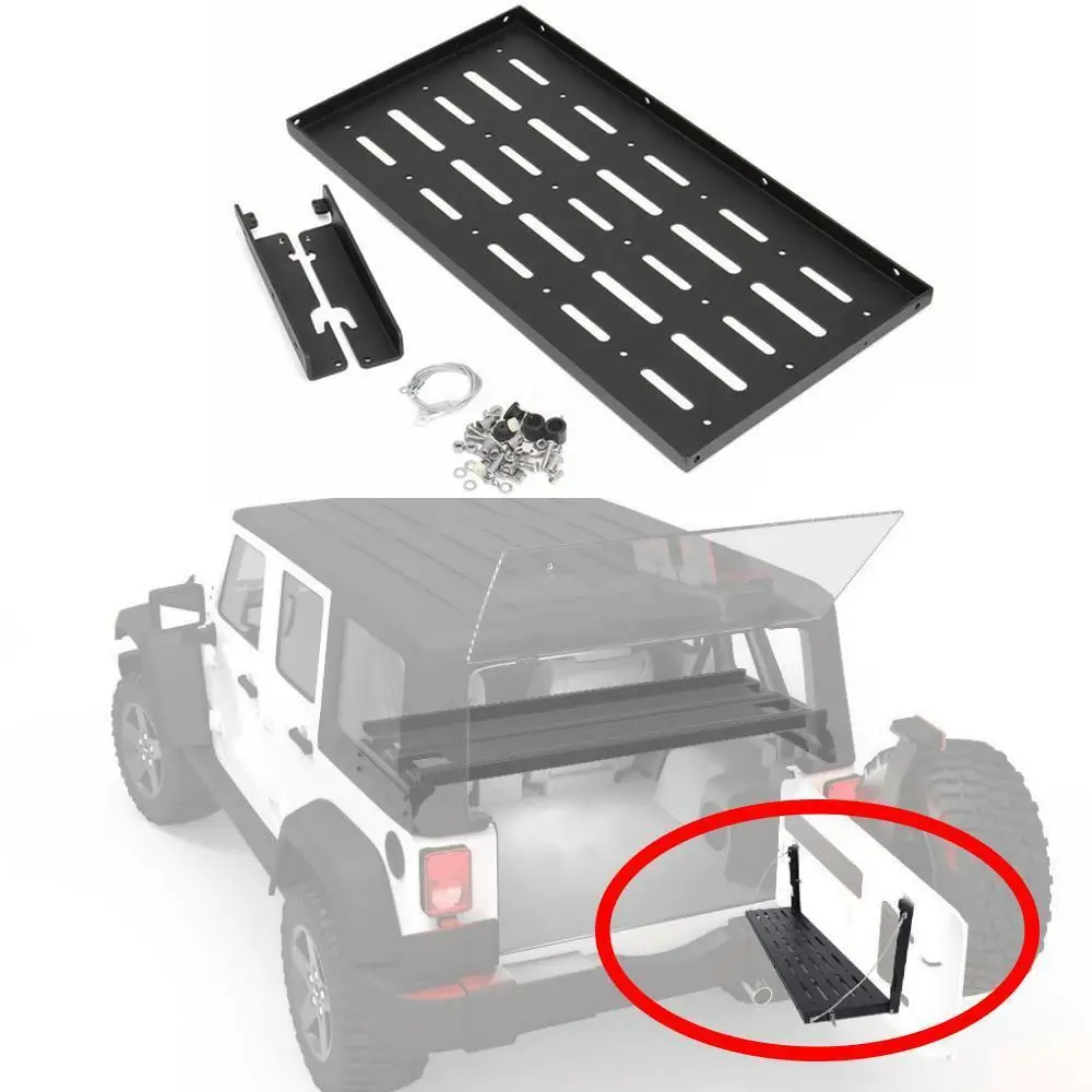 Rear Car Door Table Storage Rack Shelf Foldable Tailgate Table Cargo Shelf Fit for 2007-2017 Jeep Wrangler JK 2/4 Gate (JK) Hold