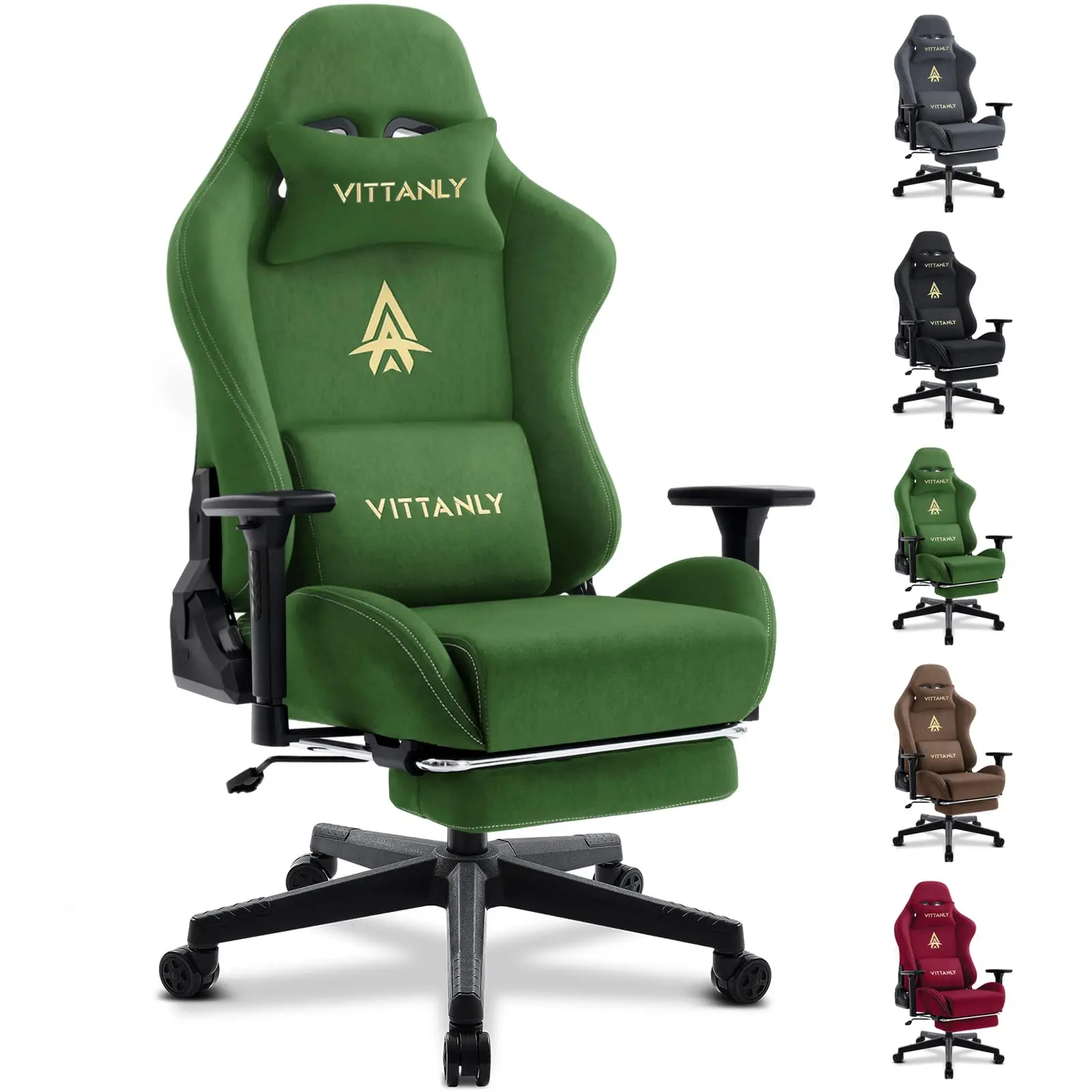 Vittanly Gaming-Stuhl, atmungsaktiver Bürostuhl aus hochwertigem Stoff, neuer verstellbarer und drehbarer Schreibtischstuhl mit Fußstütze