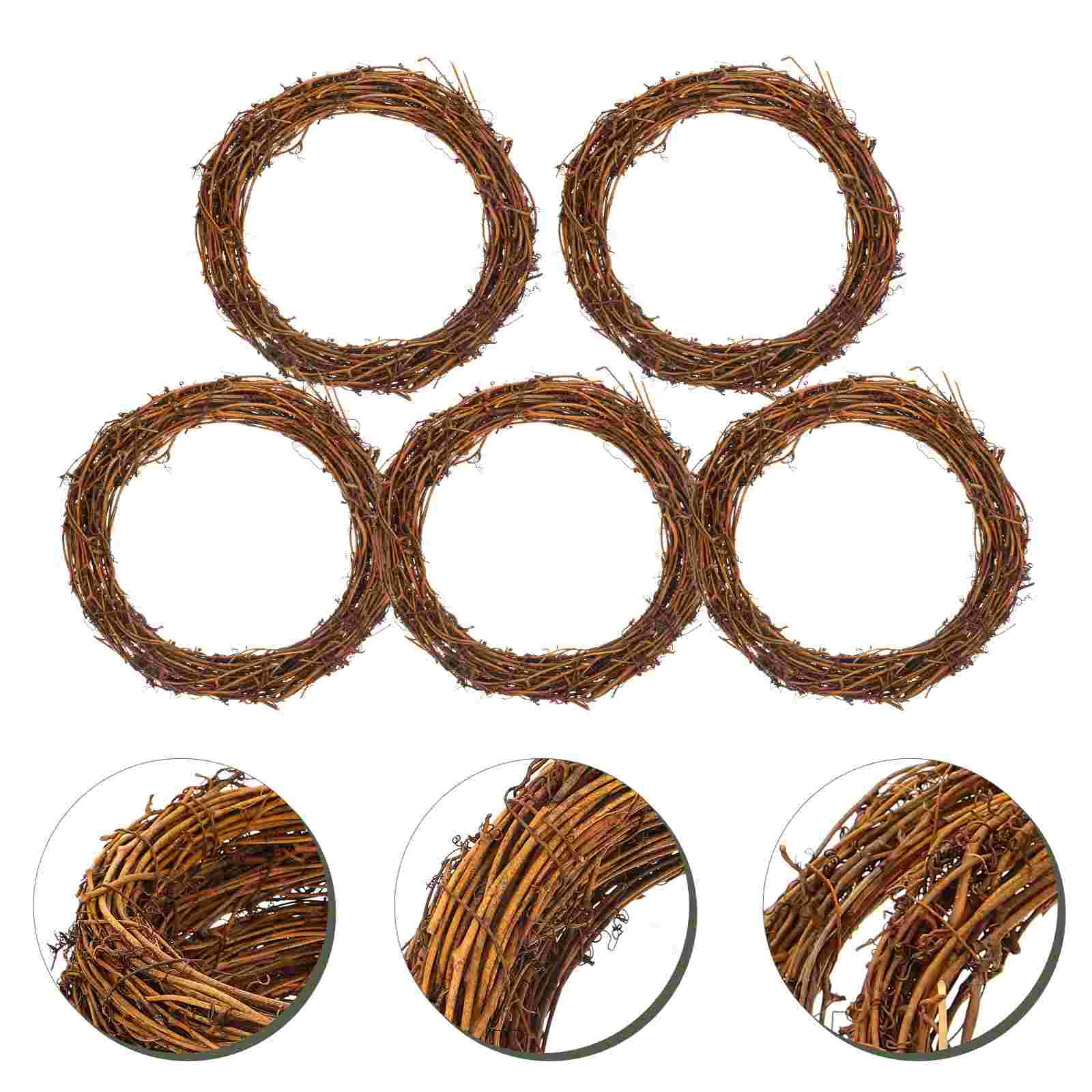 5 pçs rattan guirlanda porta pingente grinalda para diy artesanato de natal decoração anel parede dreamcatcher natal ao ar livre