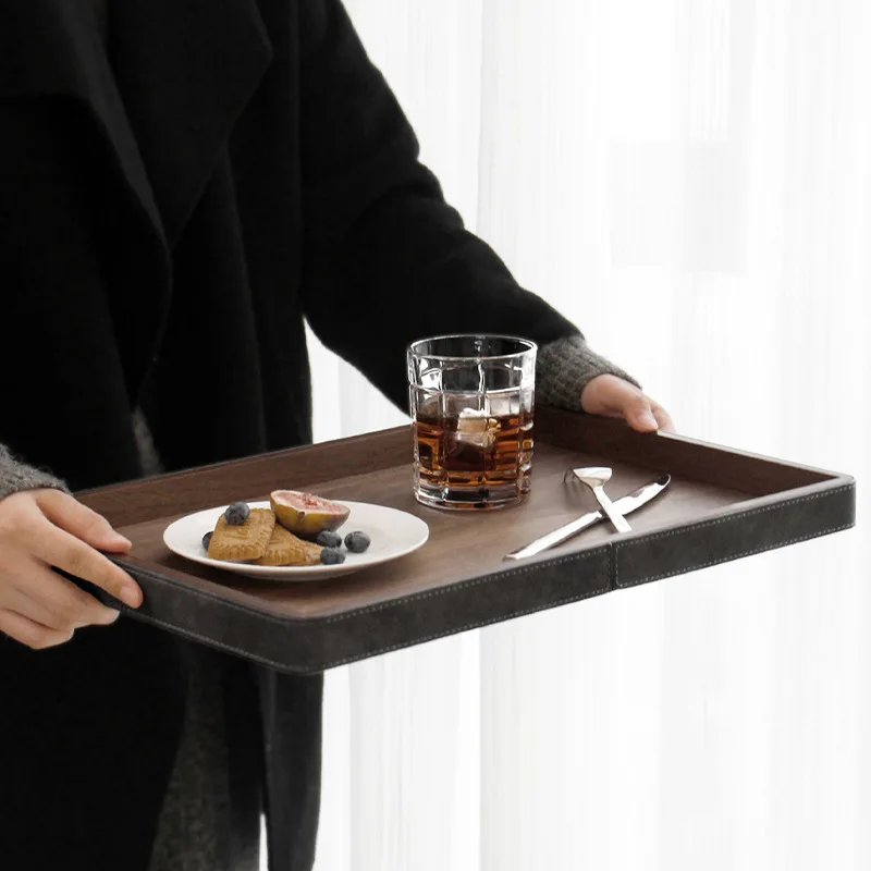 

Solid Wood Tableware Tray Home Desk Dessert Trays Living Room Coffee Table Fruit Organize Tray Gourmet Restaurant Dishes Tray
