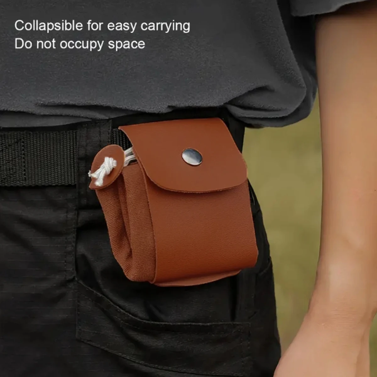 휴대용 야외 캔버스 허리에 걸 수 있는 공구 가방 접이식 베리 가방 수납 가죽 캠핑 정글 정리 가방