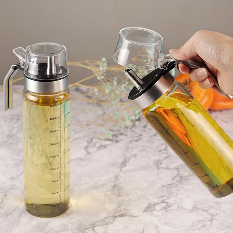 

Бутылка для приправ с ручкой из нержавеющей стали 304, стеклянный диспенсер для приготовления соуса для масла, уксуса, специй, кухонная бутылка для приправ