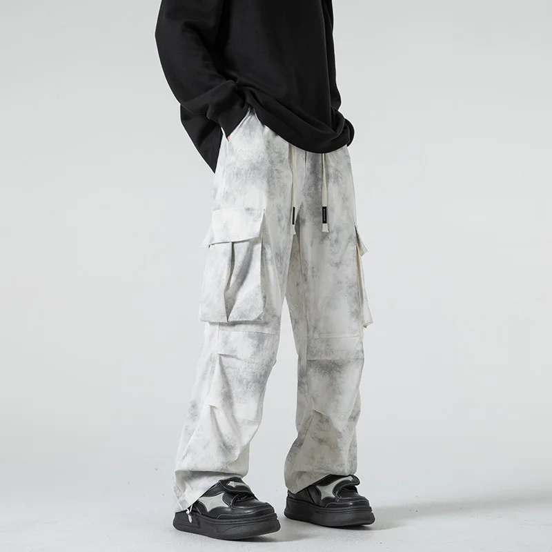 Tie Dye Cargo Pants Harajuku Streetwear Men Women Wide Leg Straight Trousers Oversize Aesthetic Korean Fashion Casual Pants