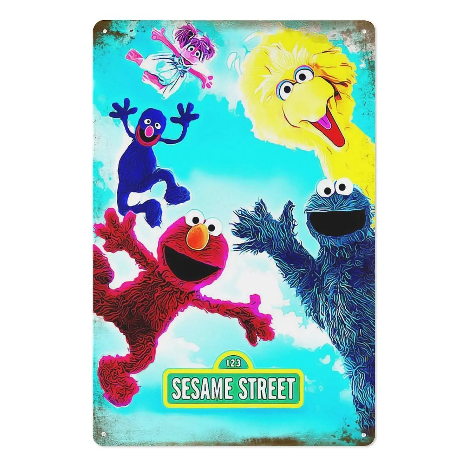 Sesame Street 2 Metal Tin Sign Poster 8”×12” Painting Sign Funny Wall Vintage Art Decor Retro Plaque For Home Bar Pub Club Cafe 