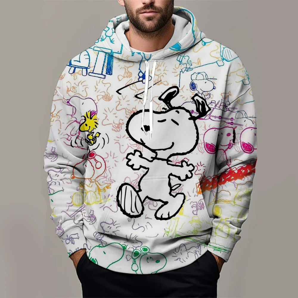 Snoopy Fun Printed Men\'s Hoodie Cartoon Women Oversized Sweatshirt Tops Autumn Winter Couple Pullover Kid Girl Boy Hoodie