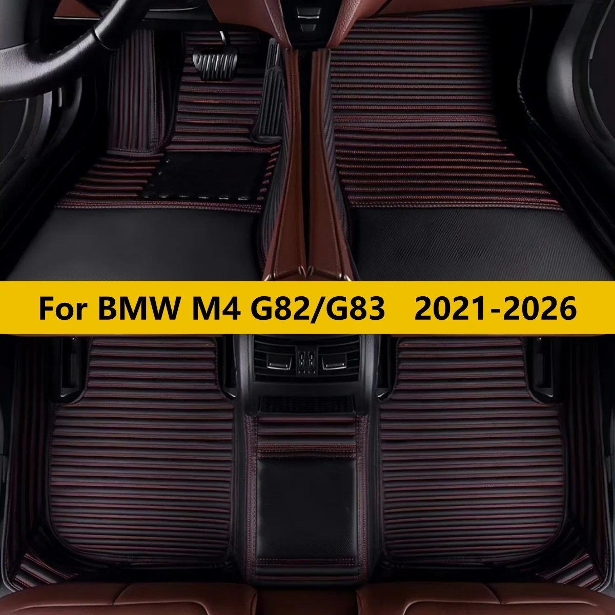 

Автомобильные коврики на заказ для BMW M4 G82/G83 2021-2026: полный комплект, кожаные, износостойкие, для пола салона