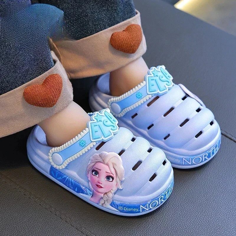 Disney Princess Frozen Elsa Summer Children\'s Slipper Kids Sandals Girls Garden Shoes Waterproof Non-slip Slippers Hole Shoes