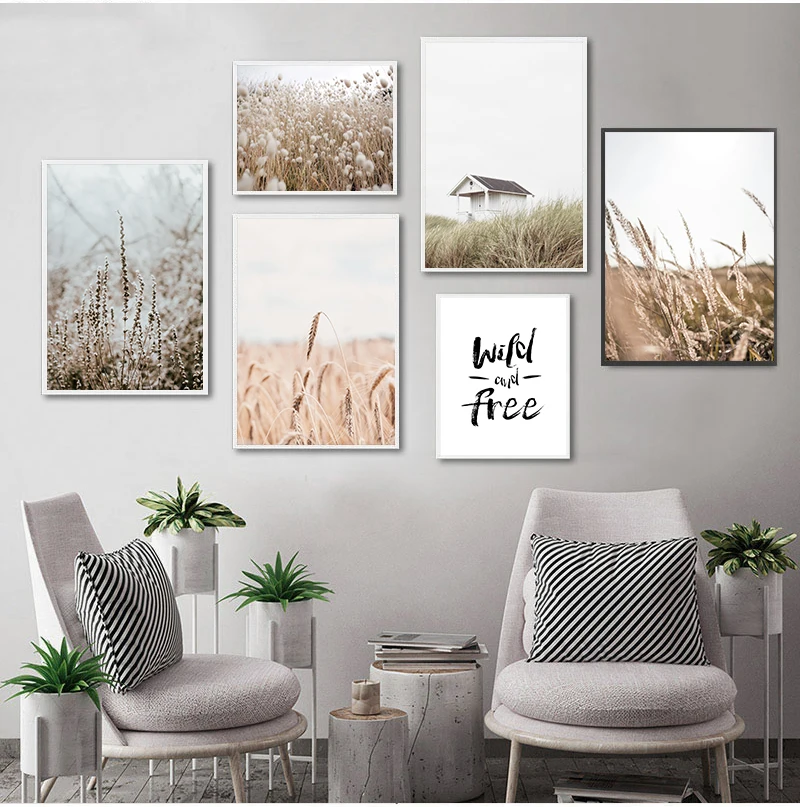 Reeds Wheat House Leaf Nordic Posters And Prints Wall Art Canvas Painting Wall Pictures For Living Room Scandinavian Home Decor