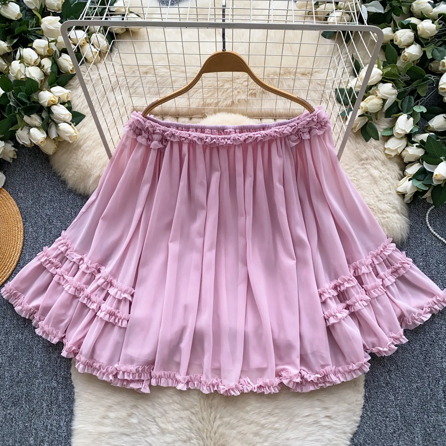 Women Chic Elegant Korean Off Shoulder Ruffle Blouse Autumn Vintage Loose Fit Shirt  Gentle  Top