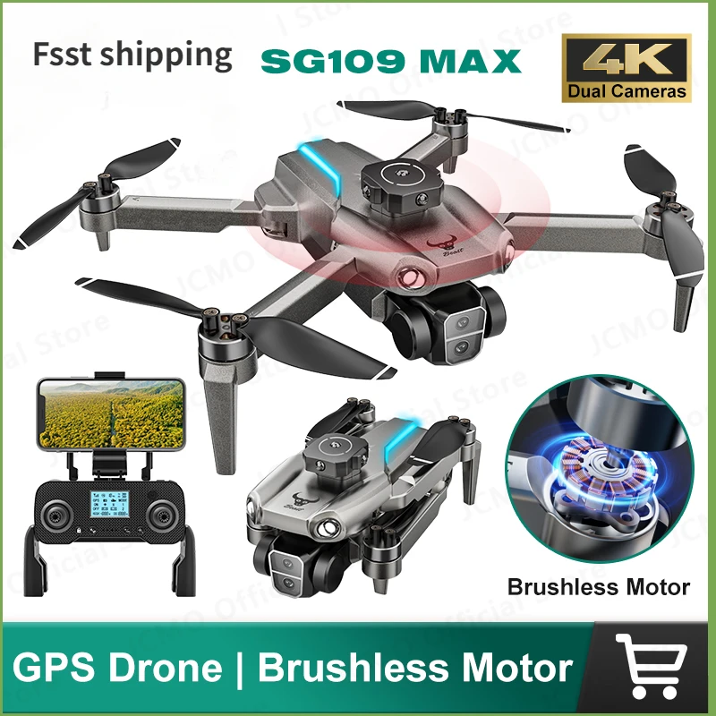 SG109 MAX GPS Drone 4K Profesional HD Dual Camera Brushless Motor Obstacle Avoidance Aerial Photography Foldable Quadcopter Toys