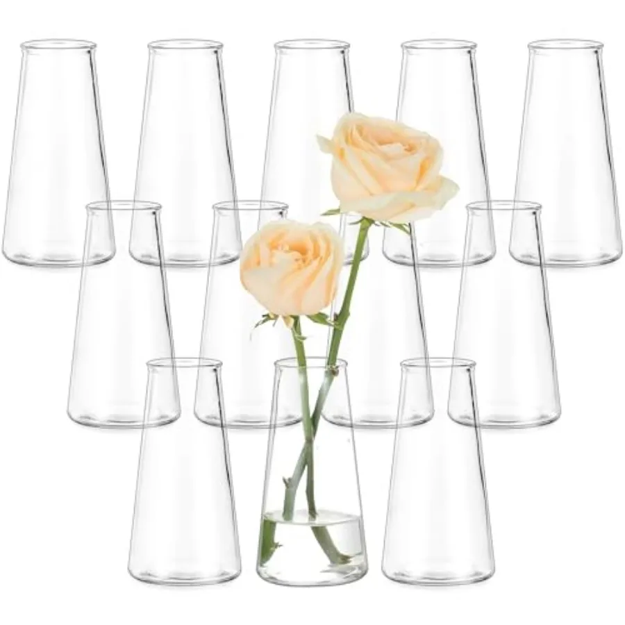 

Hewory Glass Bud Vases for Centerpieces: Small Clear Modern Flower Vase Set of, Minimalist Cute Mini Decorative Bulk Vases for