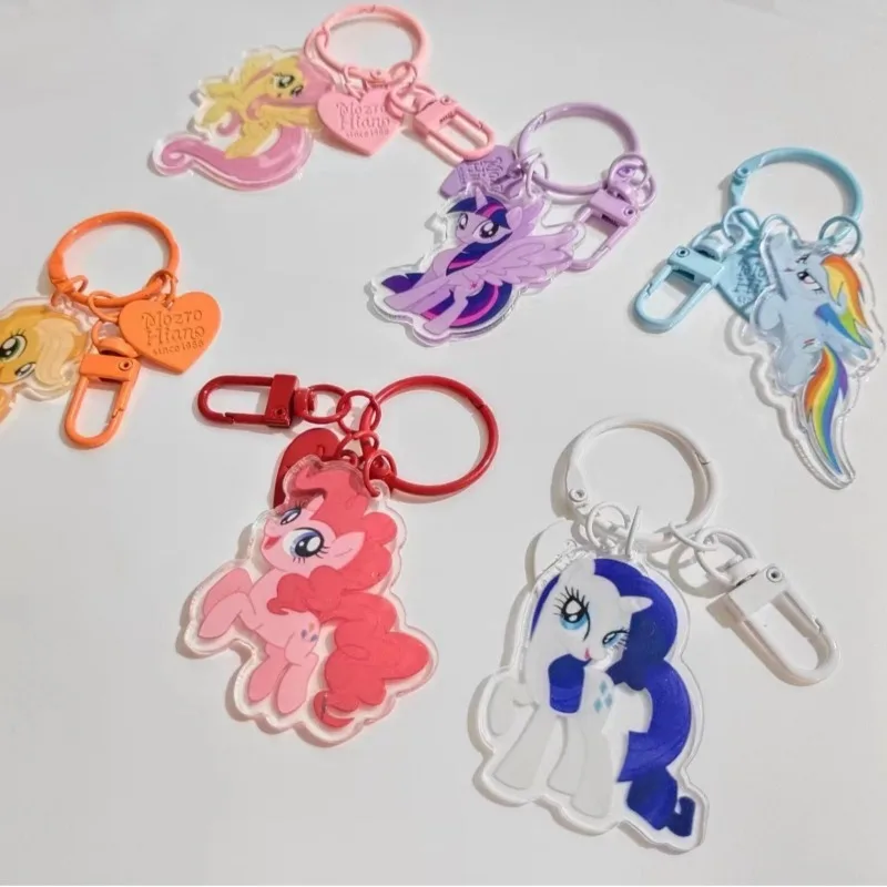 My Little Ponys Children Cartoon Cute Keyring Girls Anime Acrylic Keychain Kids Backpack Charms New Pendant Fashion Jewelry Gift