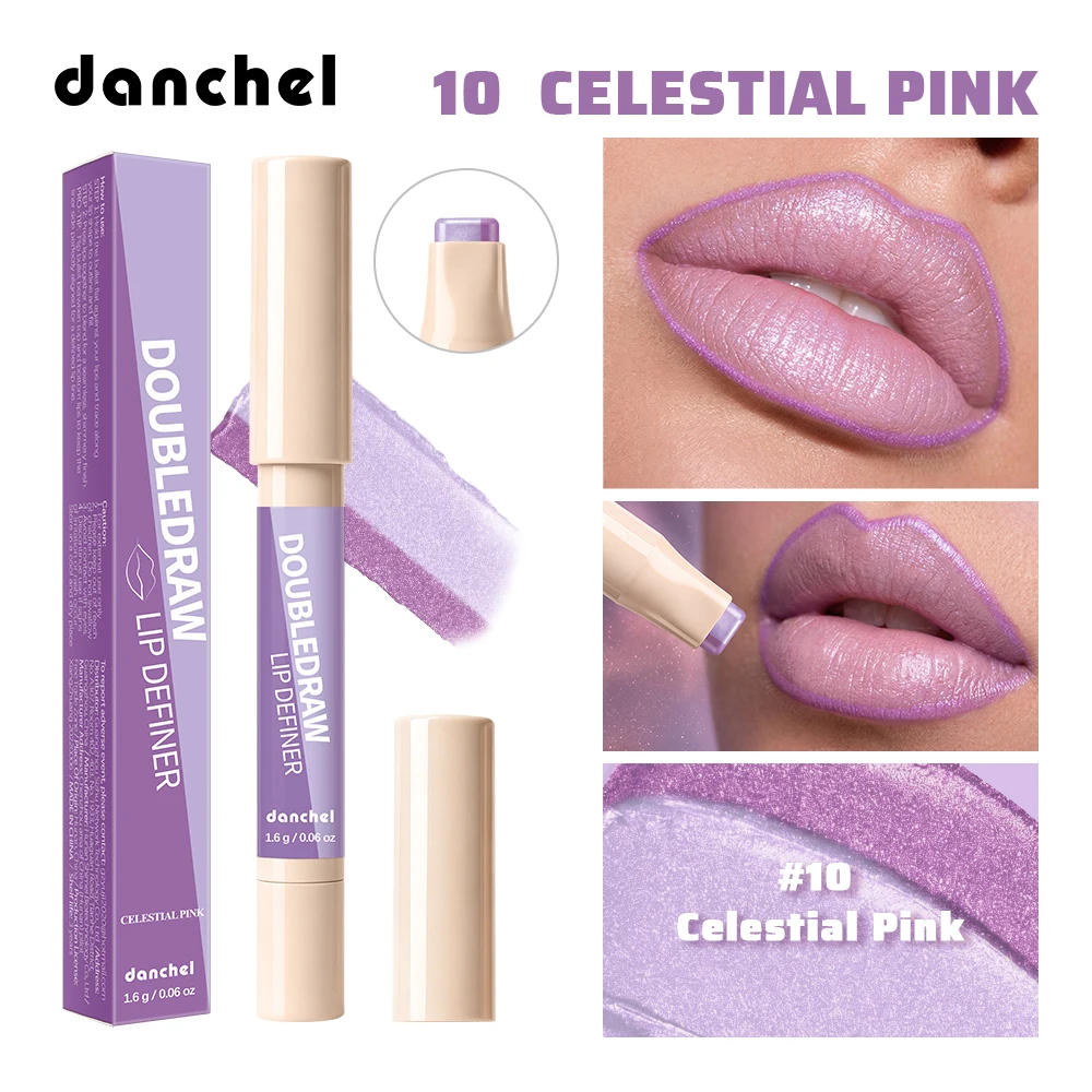Double Draw Lip Definer Dual Shade Lip Pen Silky Cream Texture One Swipe Line & Fill Lips Waterproof Long Lasting Matte L