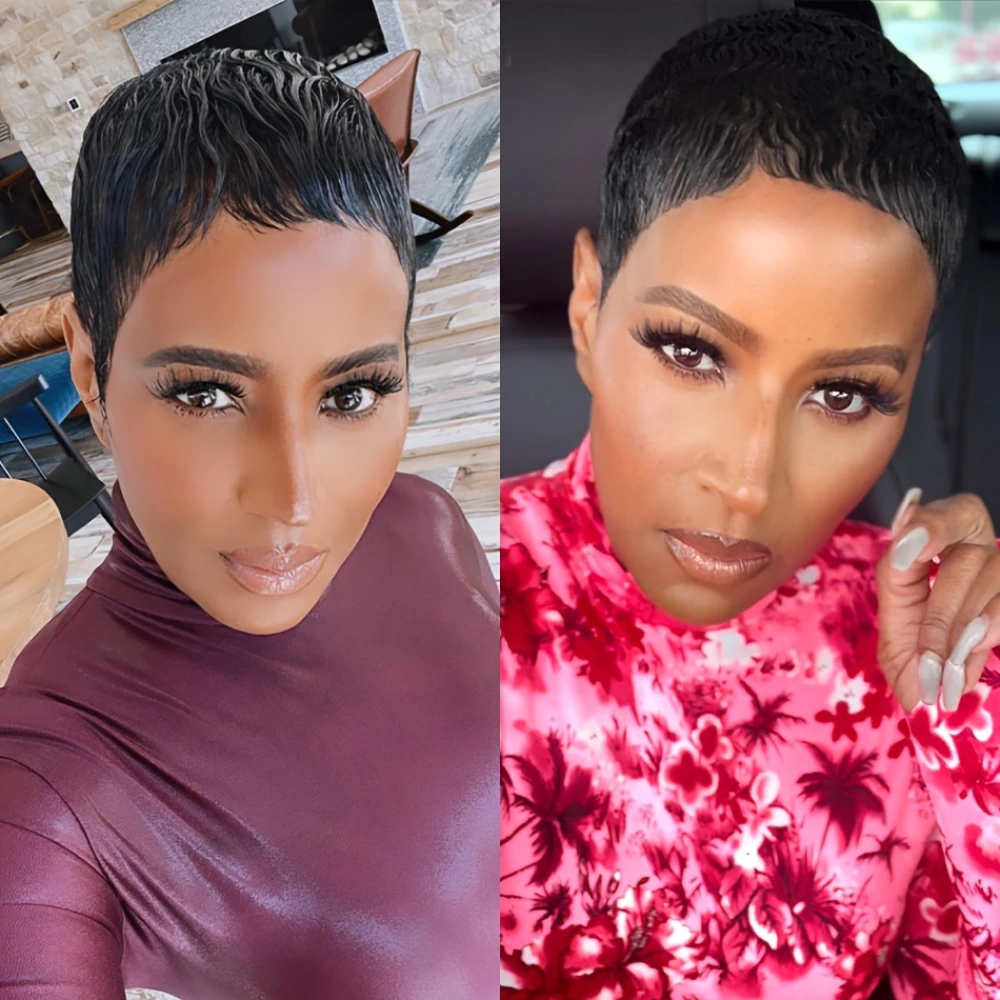 Pixie Cut Wig Short Curly Wave Human Hair Wigs For Women Full Machine Made Wig