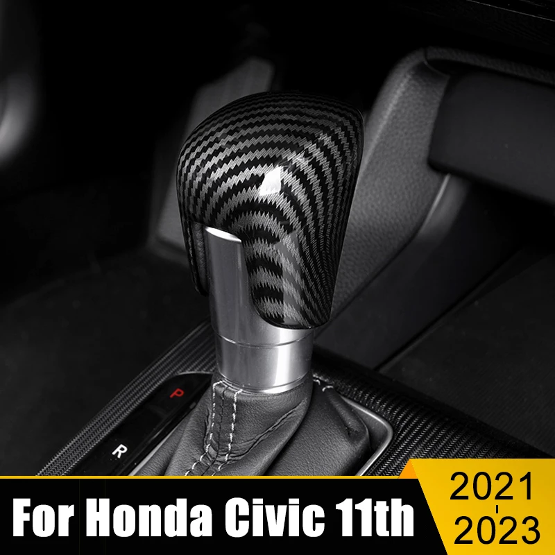 

For Honda Civic 11th Gen 2021 2022 2023 ABS Carbon Fiber Car Gear Shift Head Cover Trim Sticker Internal Decoration Accessories