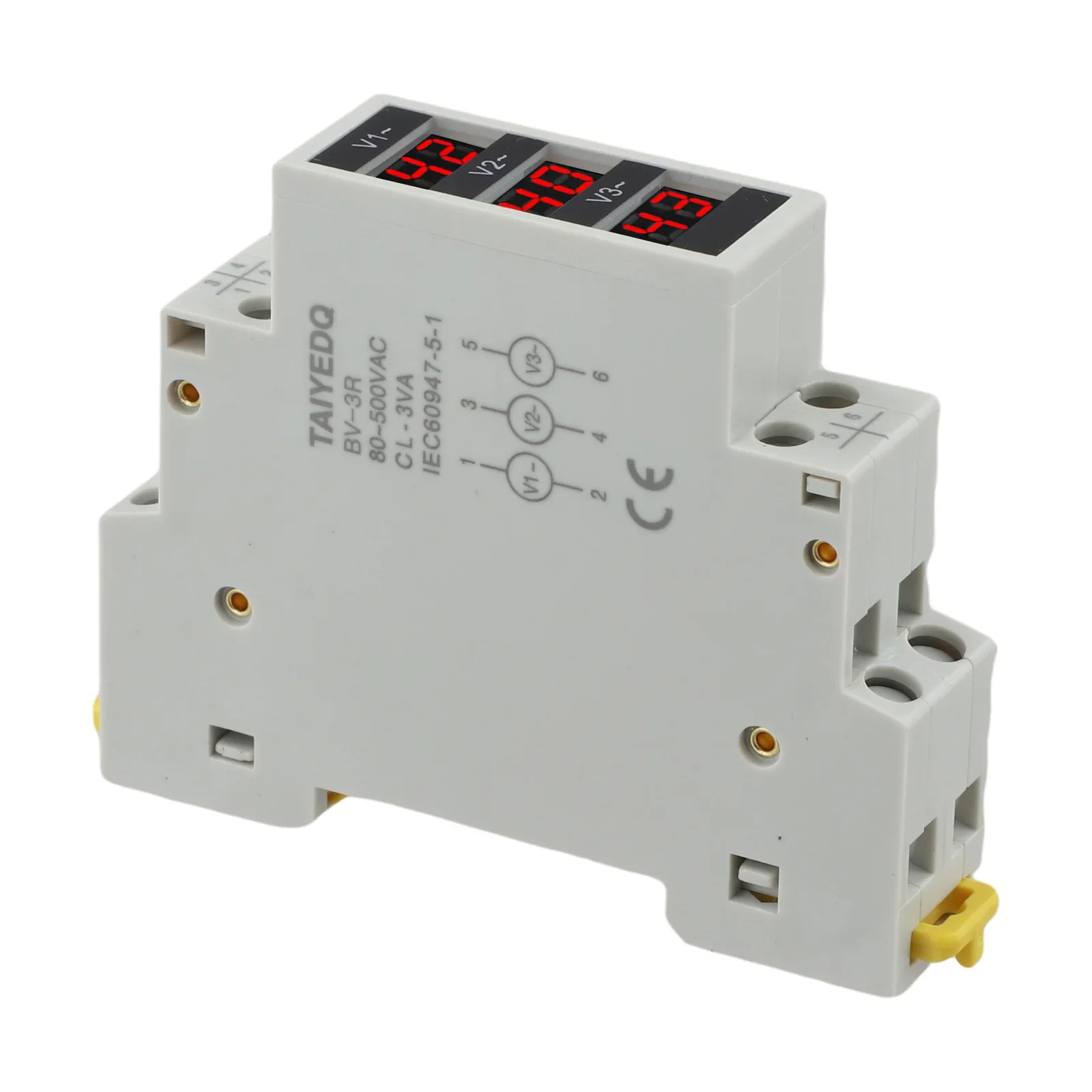 1pc BV-3R Three-phase Digital Voltmeter Din Rail Modular Voltage Meter AC80-500V 1VA For Electrical Cabinets Easy Installation