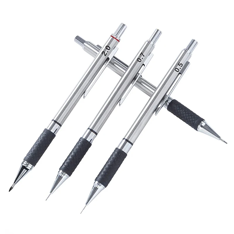 Lápiz automático de Metal con cubierta protectora, 0,3, 0,5, 0,7, 0,9, 2,0mm, núcleo de plomo HB, bocetos, pintura, escritura, suministros de